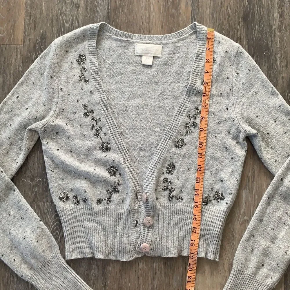 American Eagle Beautiful Beaded Angora Hair Cardigan sz med